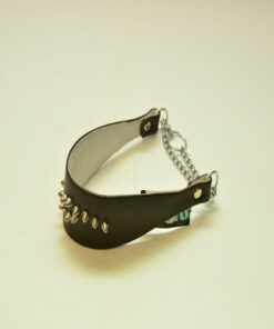 Kaelarihm nahast neetidega, kett 33 cm