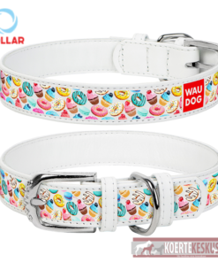 Nahast kaelarihm Collar WAUDOG, sõõrikumustriga, 38-49 x 2,5 cm
