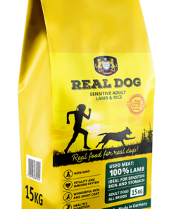 Real Dog sensitiiv kuivtoit täiskasvanud koertele lamba ja riisiga 15 kg
