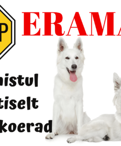 Hoiatussilt "Eramaa", Šveitsi valge lambakoer 30 x 20 cm