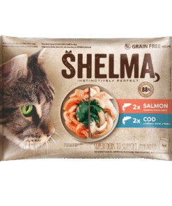 Shelma kassieined kala 4x85g lõhefileed,tursafileed spirulina kastmes