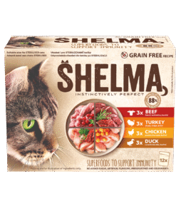 Shelma kassieined lihaga 12x85g veis,kana,part,kalkun kastmes