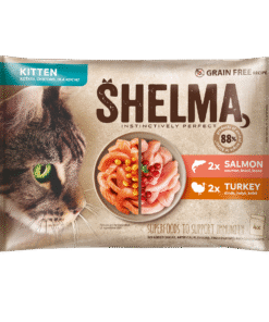 Shelma kassieined KITTEN 4x85g lõhefileed ja kalkunifileed kastmes