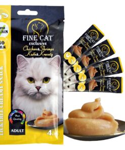 FINE CAT Exclusive KANA JA KREVETI Kreemjas suupiste kassidele .4x15g
