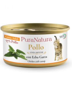 PuraNatura 24x 85g mousse konserv kassidele, kana ja naistenõges