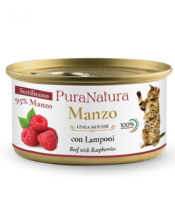 PuraNatura 24x 85g mousse konserv kassidele, veis ja vaarikad