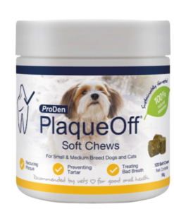 PlaqueOff Soft Chews väikesele ja keskmisele koerale, 90 g