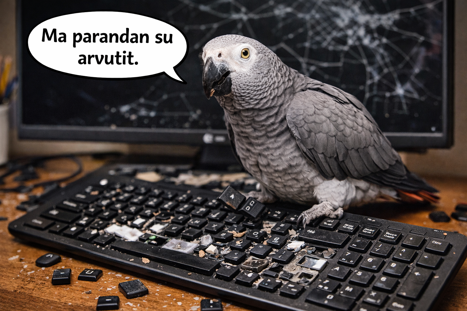 Papagoid on uskumatult targad linnud. Nad uurivad kõike, mis nende ümber on. Kahjuks tähendab see ka seda, et kui jätad arvuti või telefoni hetkeks järelevalvet