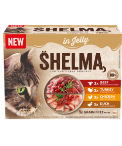 Shelma kassieined lihaga zelees 12x85g veis,kana,part,kalkun