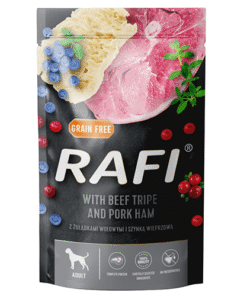 Rafi koerakonserv veisemao, sealiha ,mustikate ja jõhvikatega  500 g